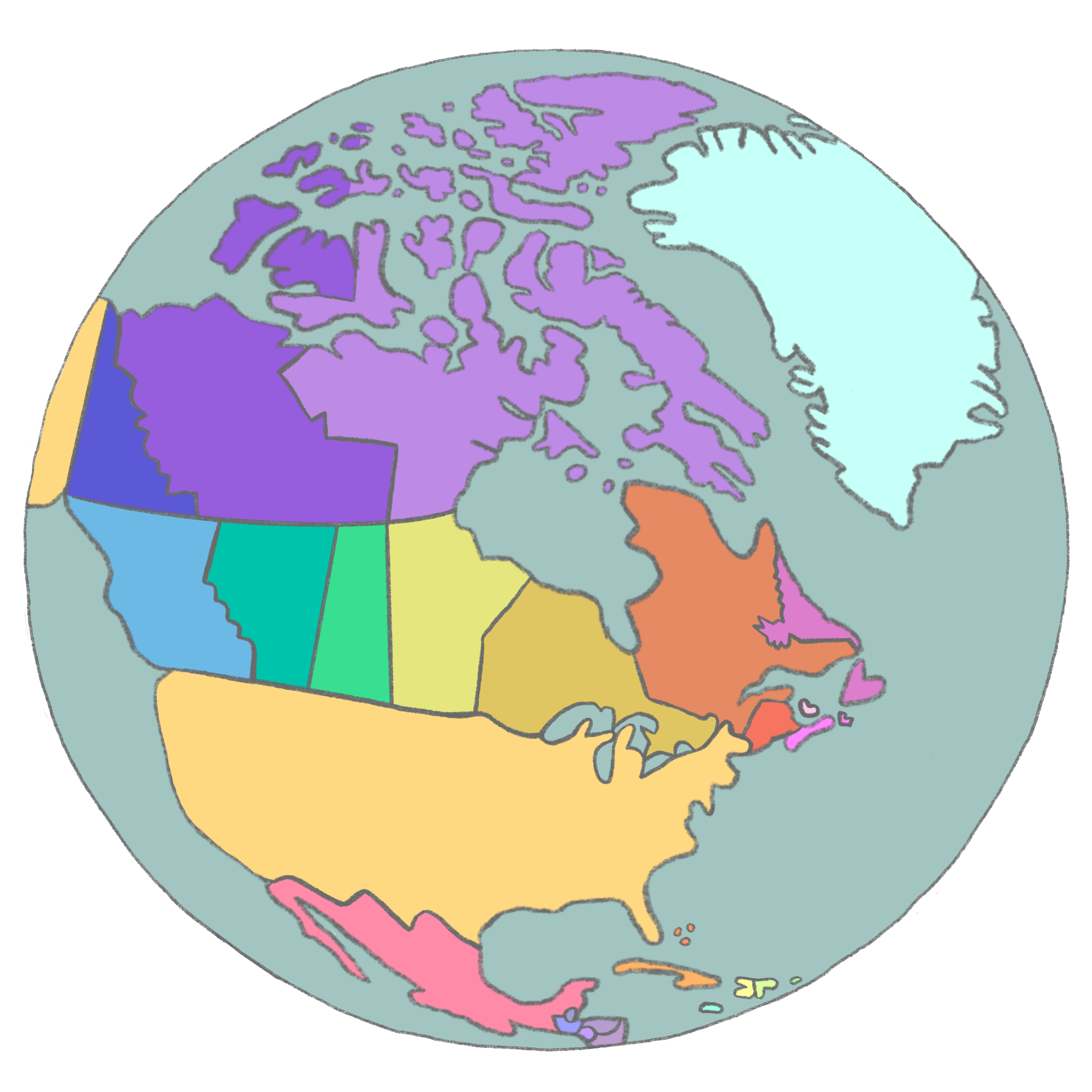 Interactive world map showing Canada, Mexico, and Greenland for the resistance game